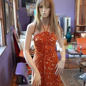 Velvet torch tropical polyester maxi dress